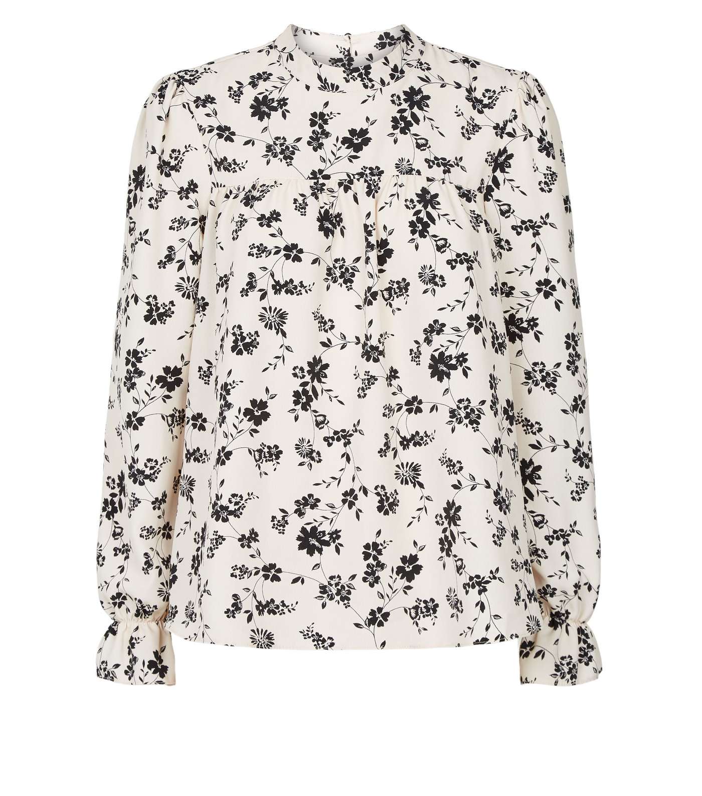 Cream Floral High Neck Long Sleeve Blouse Image 4
