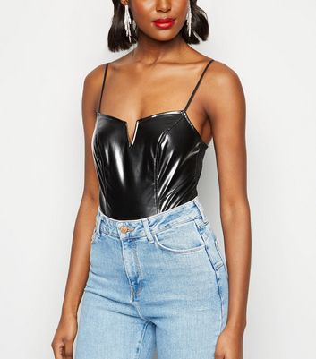 leather look bodysuit