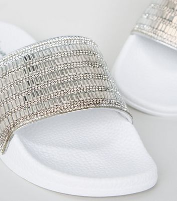 White deals diamante sliders