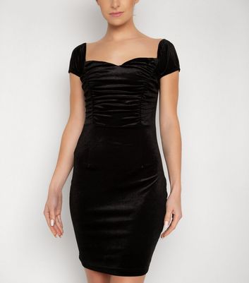 black velvet ruched dress