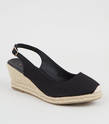 Black store canvas wedges