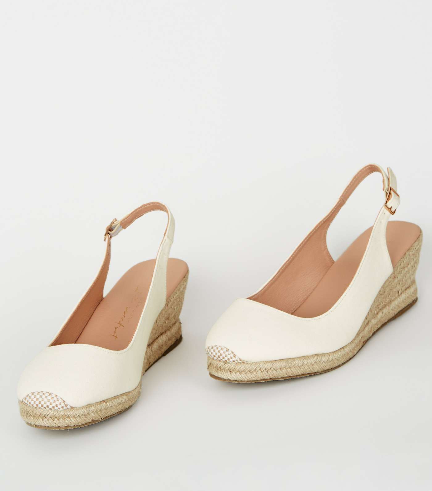 Wide Fit Off White Canvas Espadrille Wedges Image 3