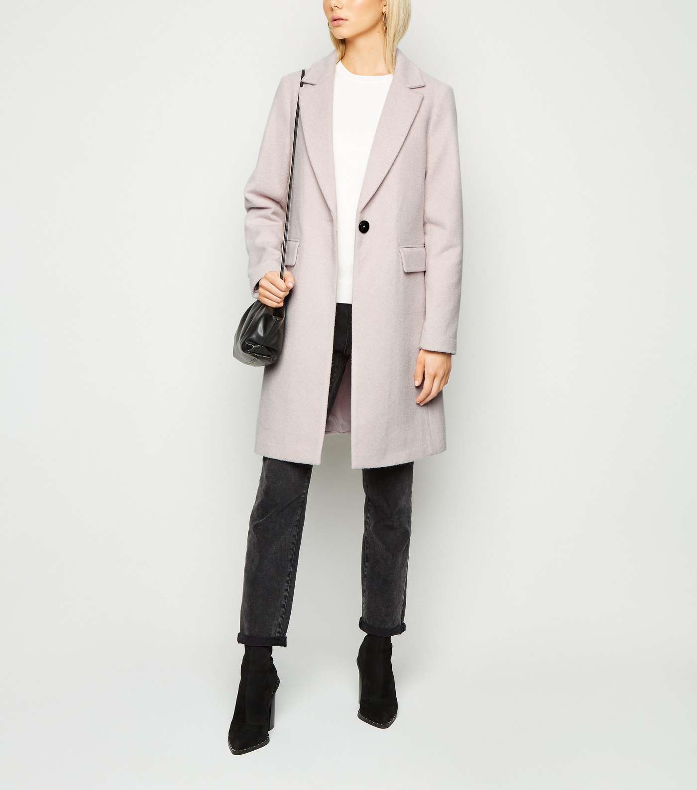 Pink Revere Collar Longline Coat 