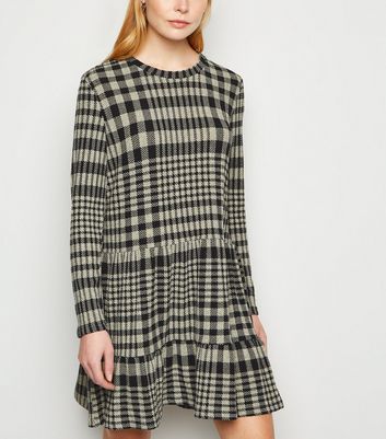 black and white check dress new look