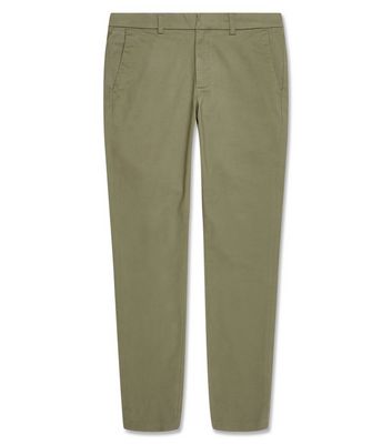 Image of Khaki Cotton Blend Skinny Chinos New Look
