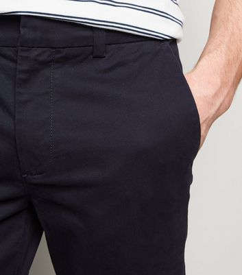 Image of Navy Cotton Blend Skinny Chinos New Look