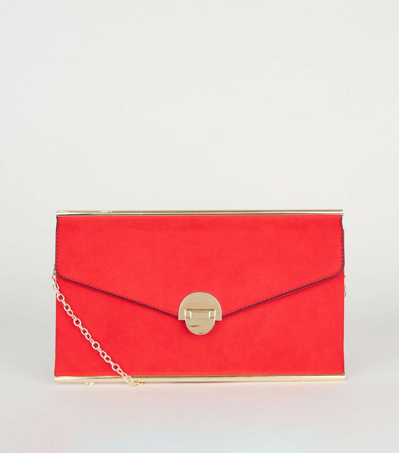 Red Suedette Envelope Clutch Bag