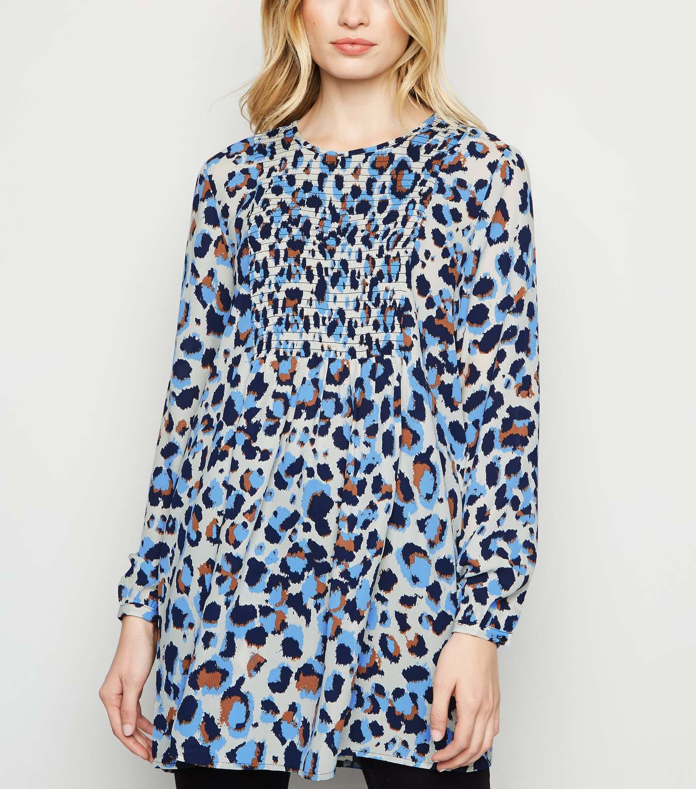 JDY Blue Leopard Print Tunic Dress