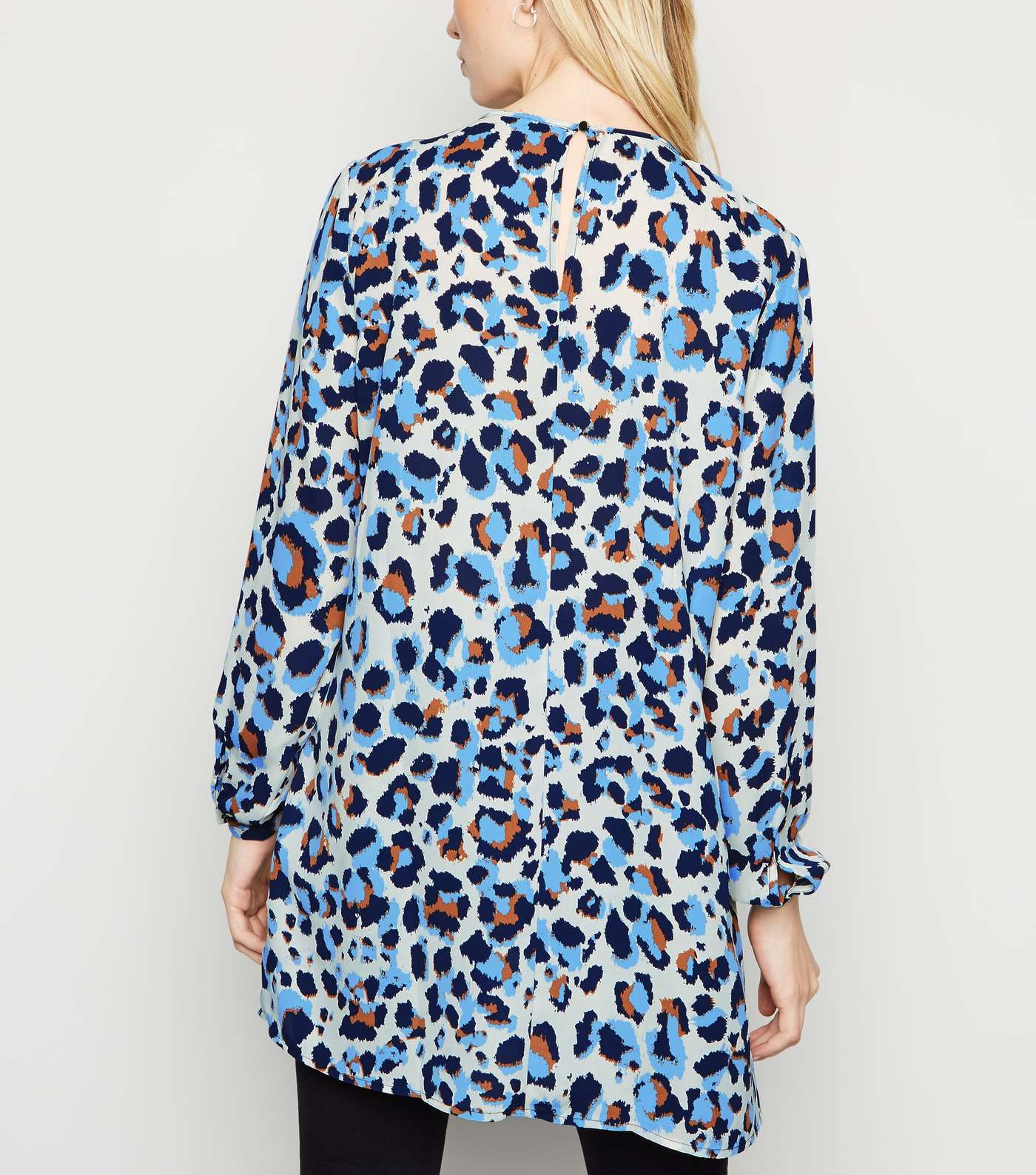 JDY Blue Leopard Print Tunic Dress Image 3