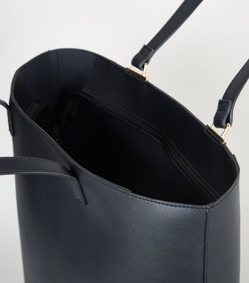 black leather look tote bag