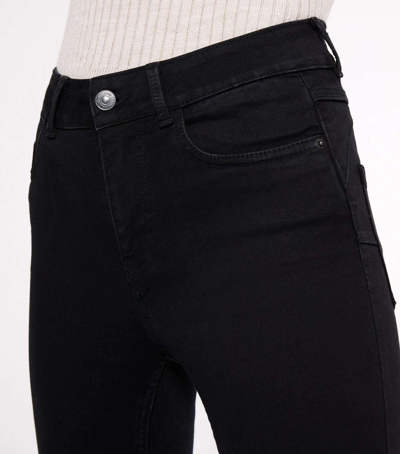 Petite Black 'Lift & Shape' Ripped Jenna Skinny Jeans Image 3