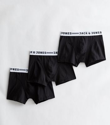 Jack \u0026 Jones 3 Pack Black Logo Boxers | New Look