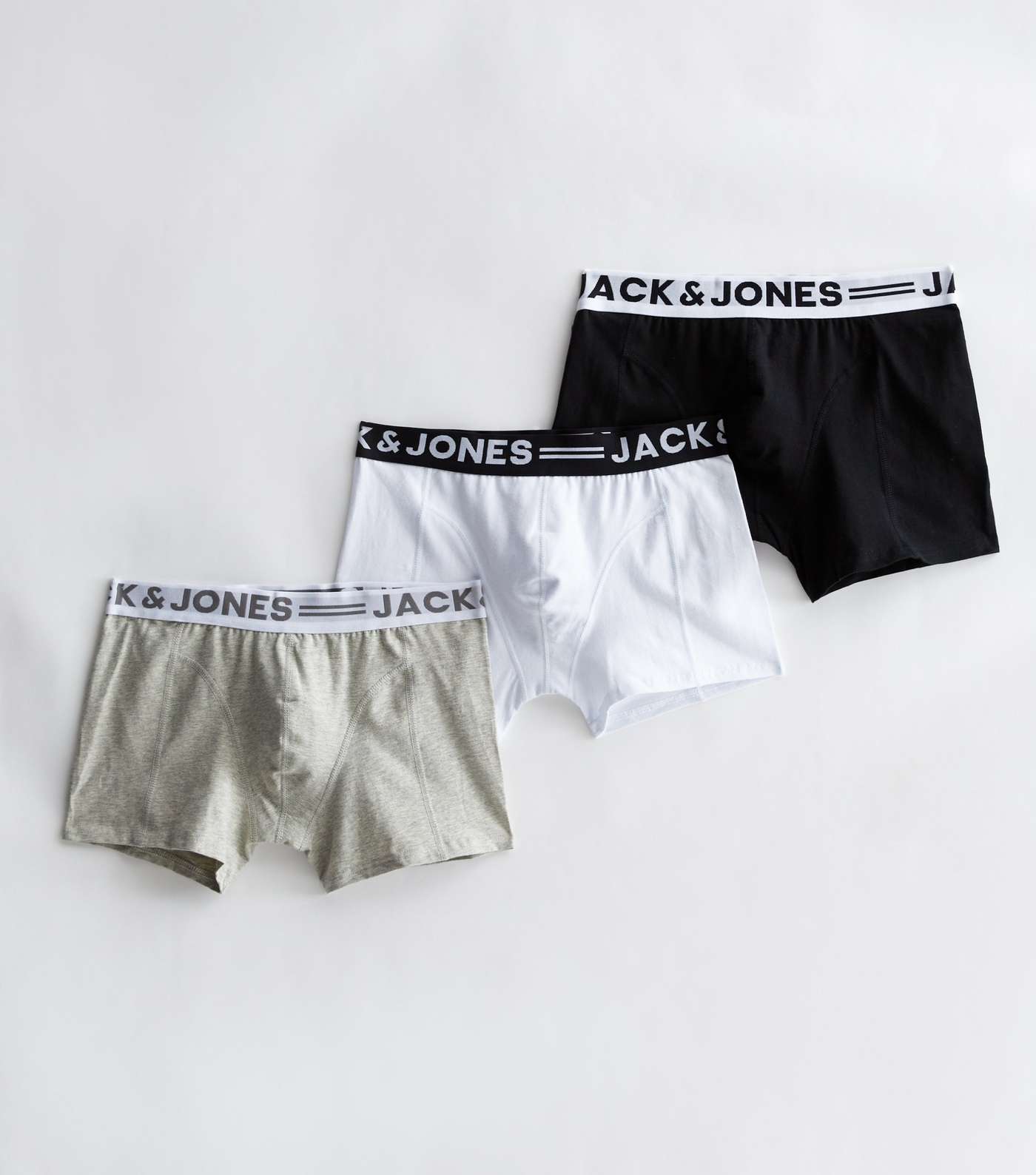 Jack & Jones 3 Pack Grey White and Black Boxers Image 2
