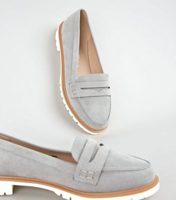 grey chunky loafers