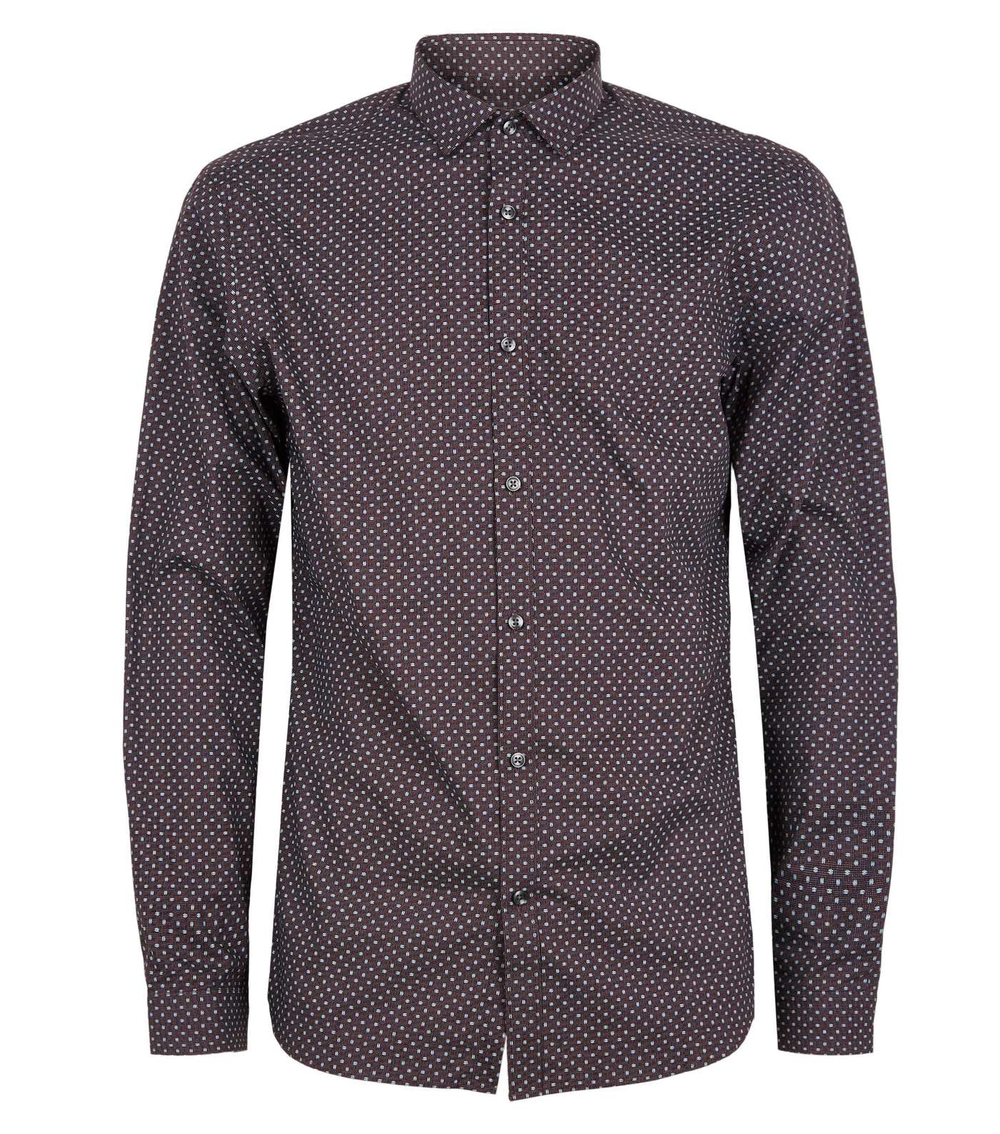 Jack & Jones Burgundy Geometric Long Sleeve Shirt Image 4