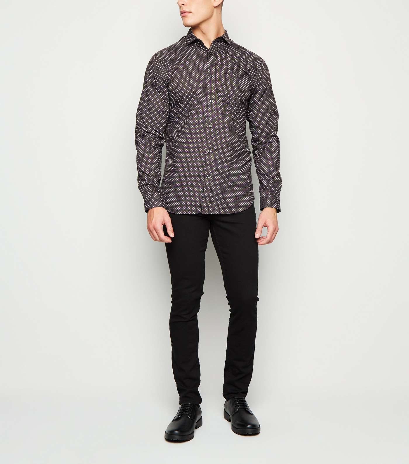 Jack & Jones Burgundy Geometric Long Sleeve Shirt Image 2
