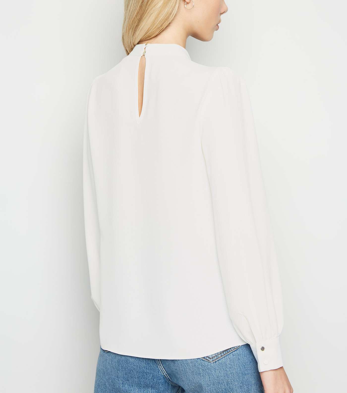 Off White High Neck Blouse Image 3
