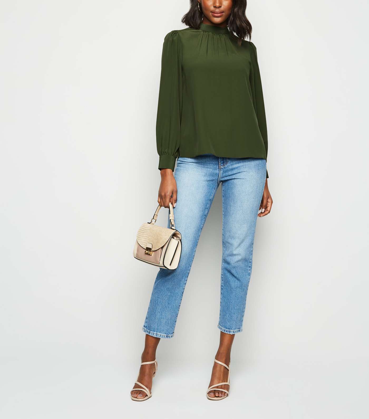 Green High Neck Blouse Image 2