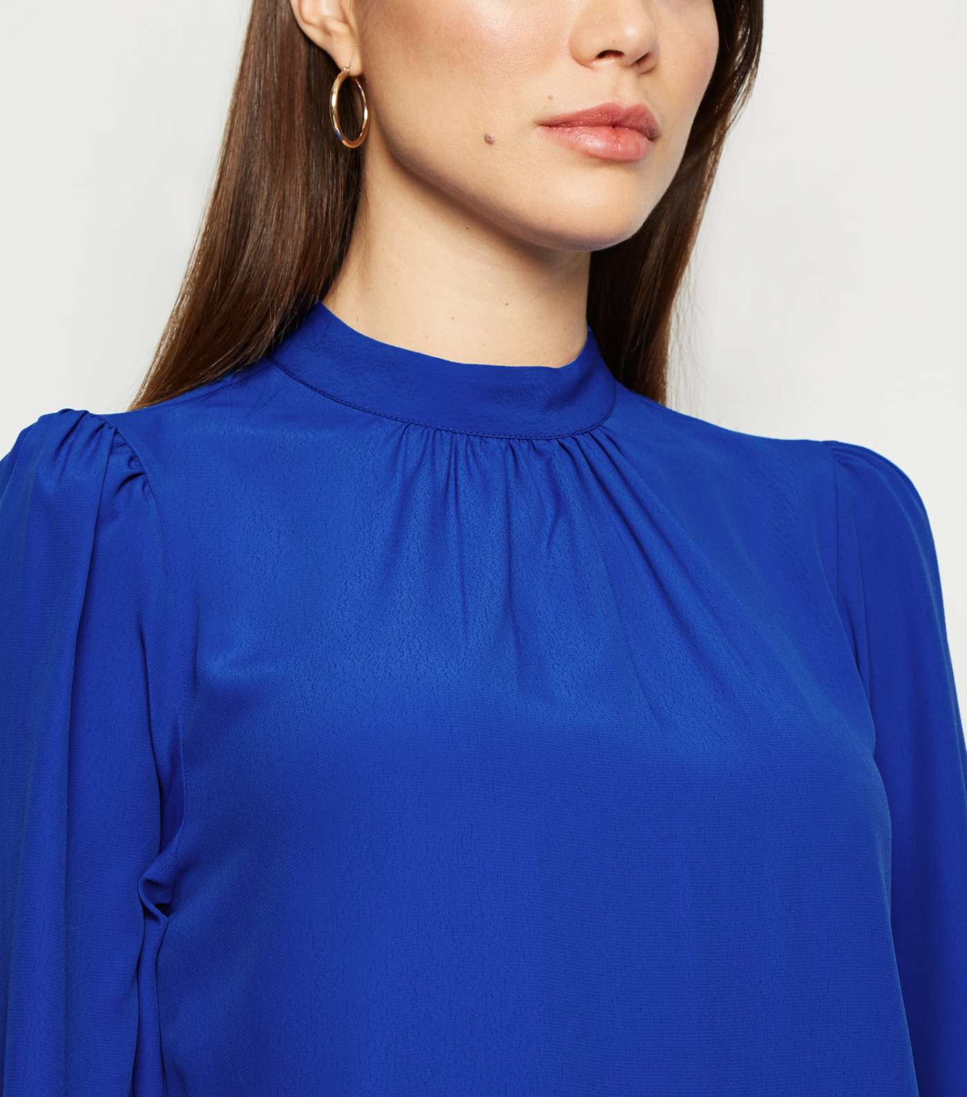 Bright Blue High Neck Blouse Image 5