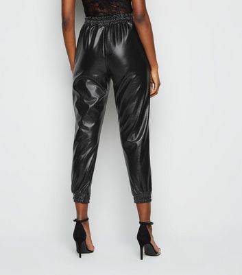 new look leather joggers