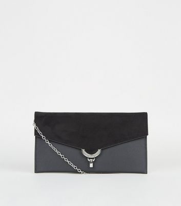 grey suede clutch bag new look
