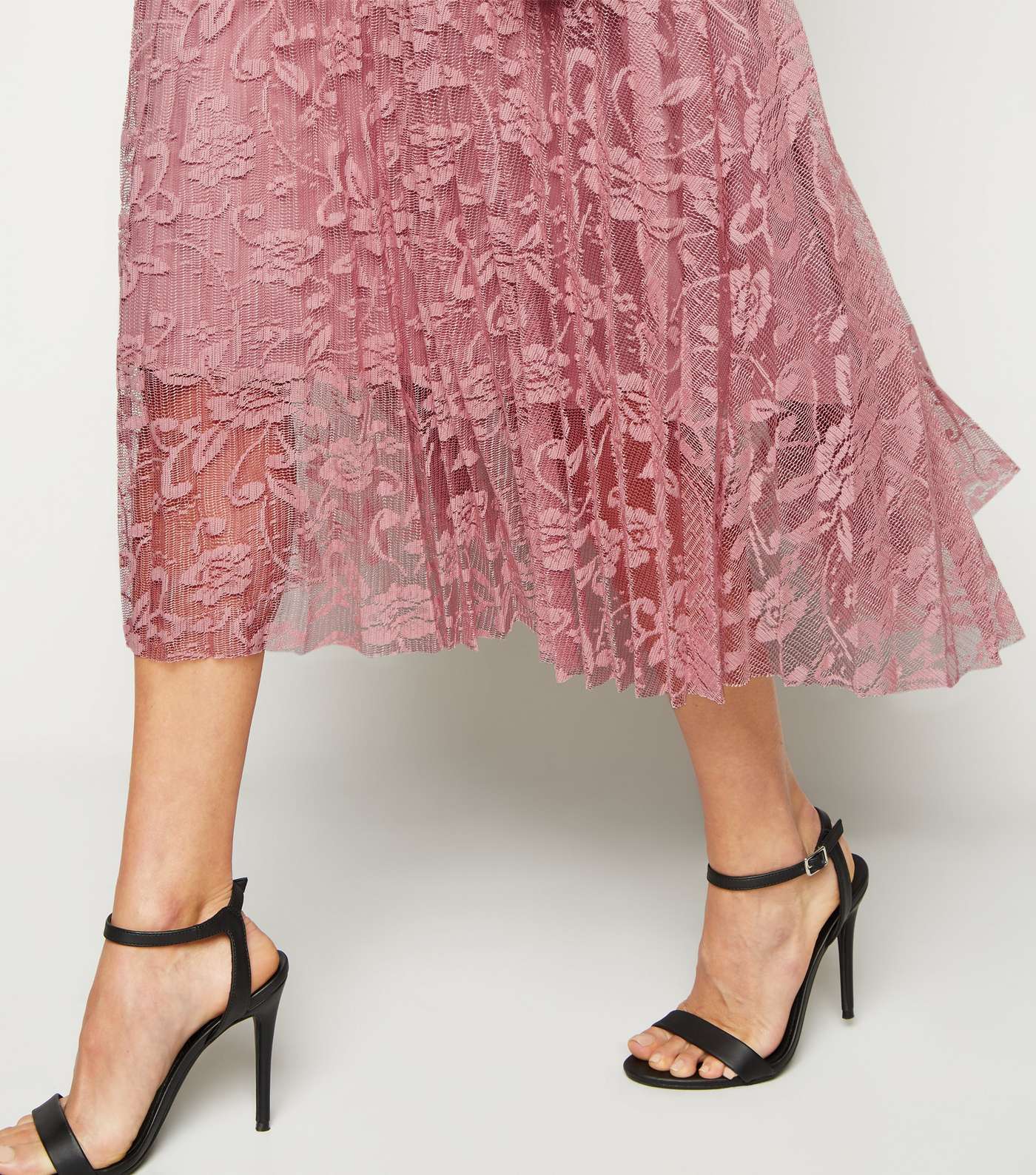 Pale Pink Lace Pleated Midi Skirt Image 5
