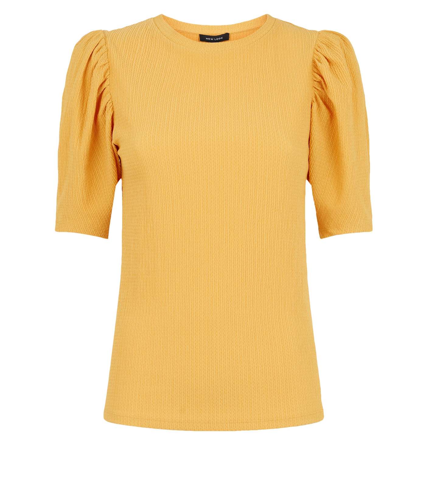 Pale Yellow Crinkle Puff Sleeve T-Shirt Image 4