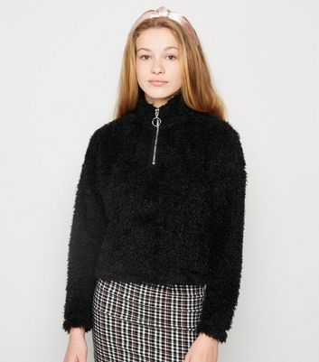 fluffy half zip hoodie