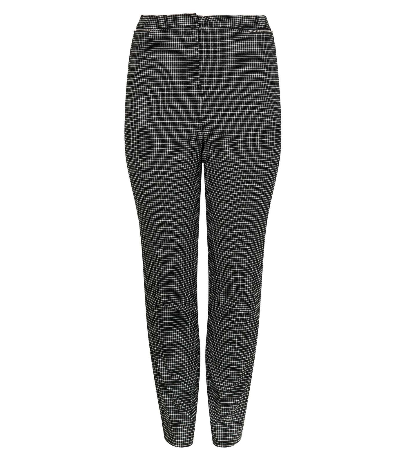 Curves Black Grid Check Tapered Trousers Image 4