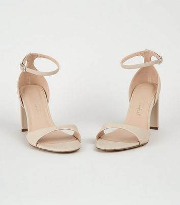 cream block heel sandals wide fit