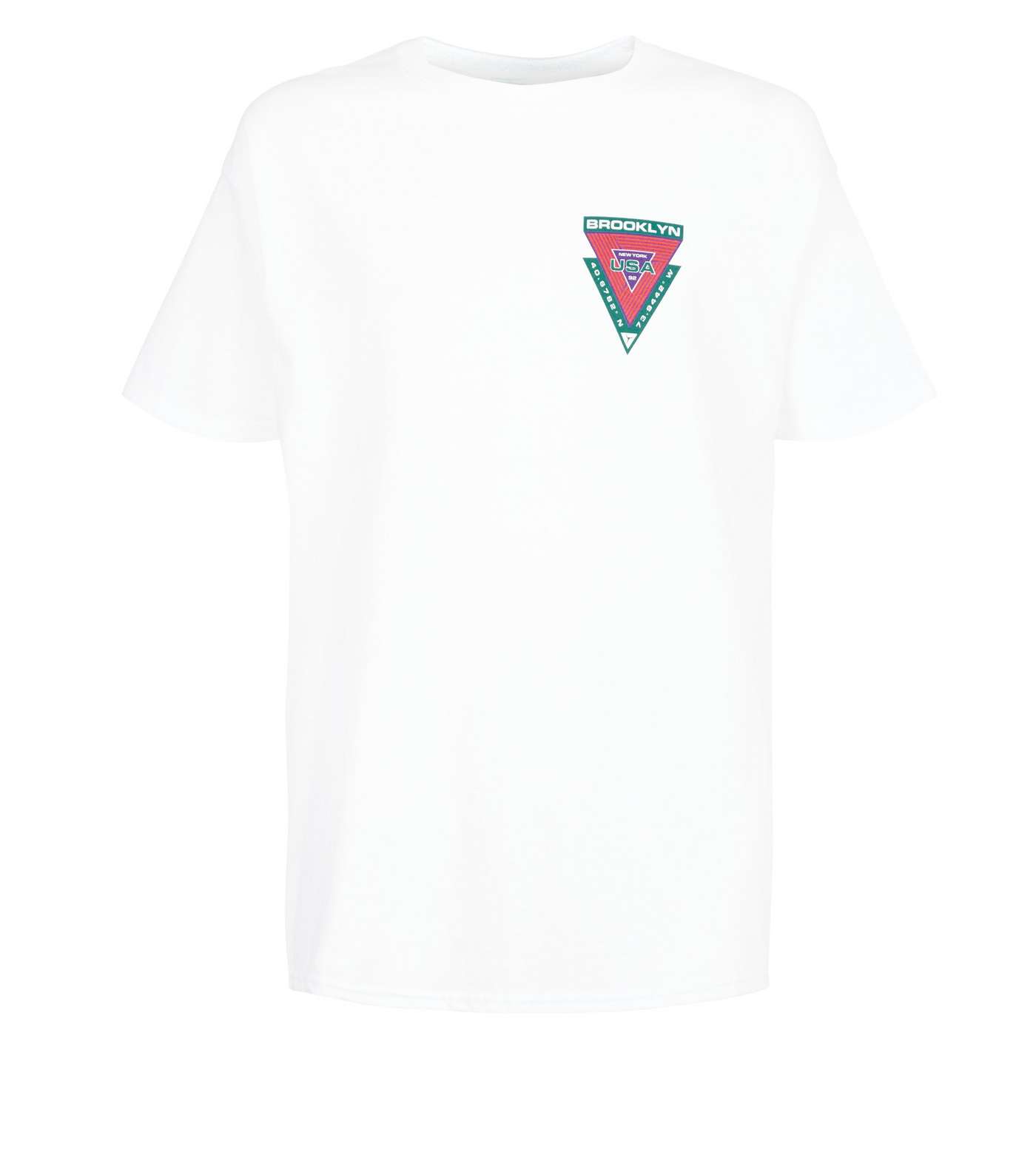 White Oversized Brooklyn Slogan T-Shirt Image 3
