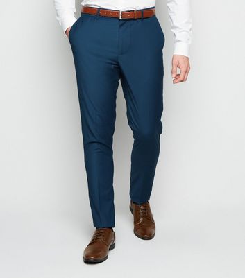 Blue Skinny Suit Trousers  New Look