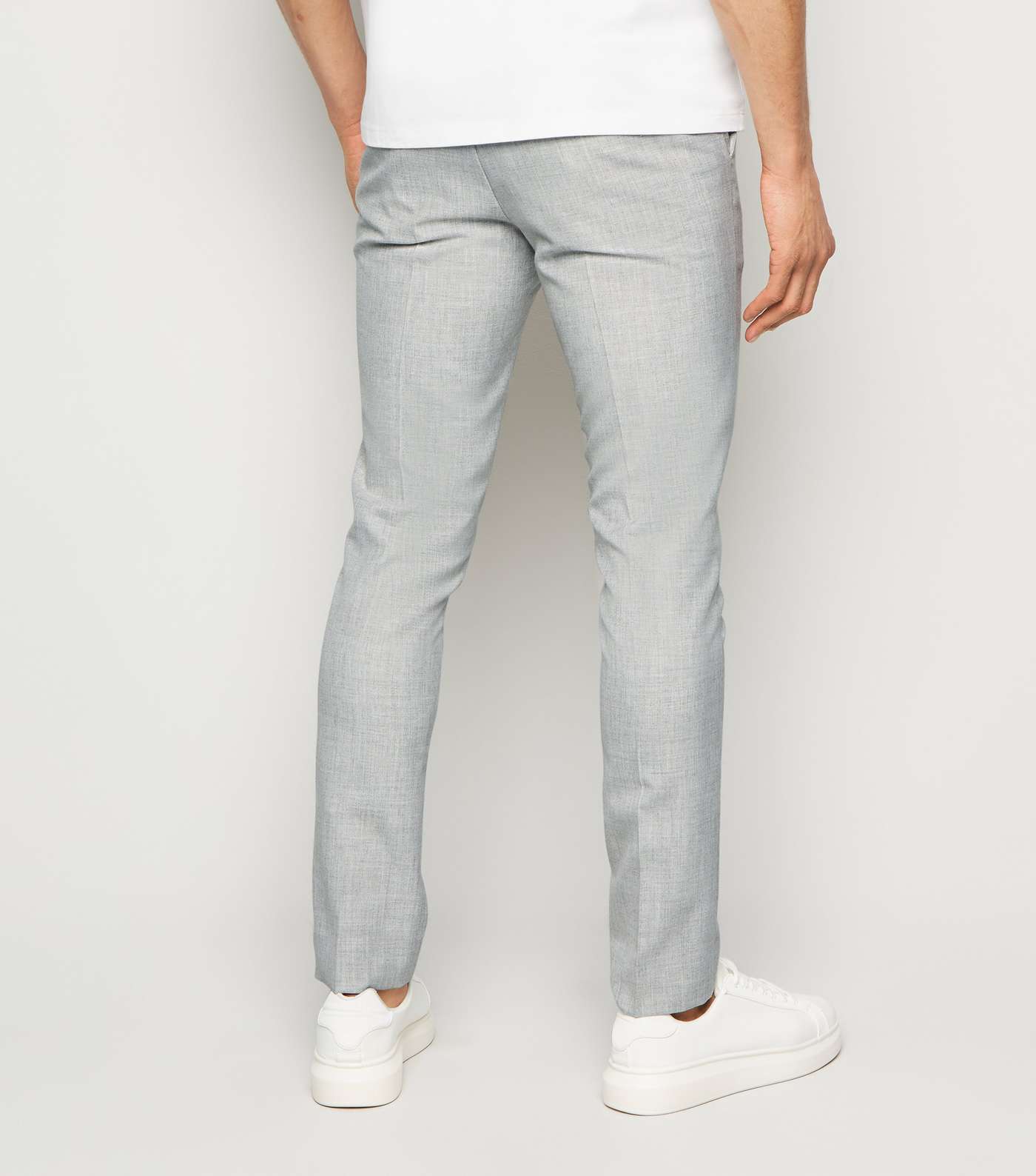 Pale Grey Skinny Suit Trousers Image 3