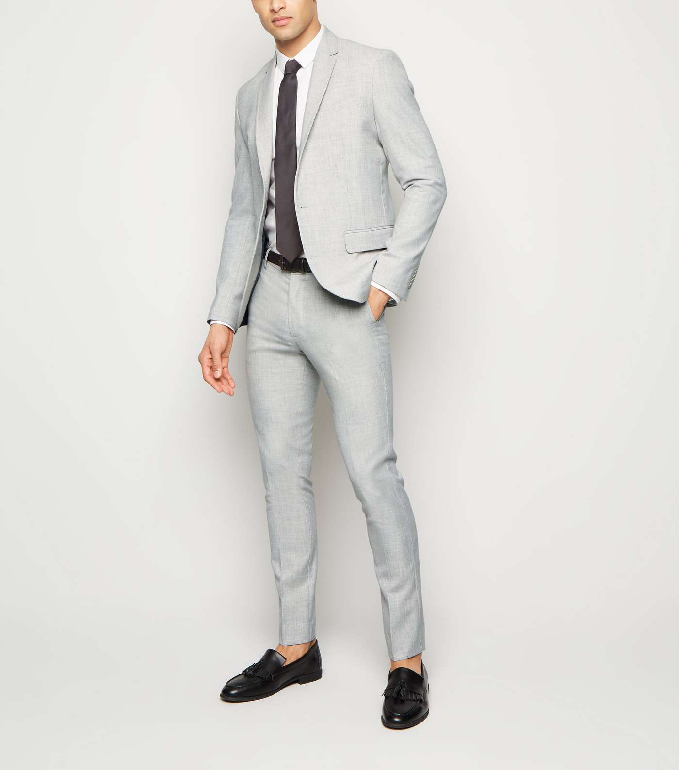 Pale Grey Skinny Suit Trousers Image 5