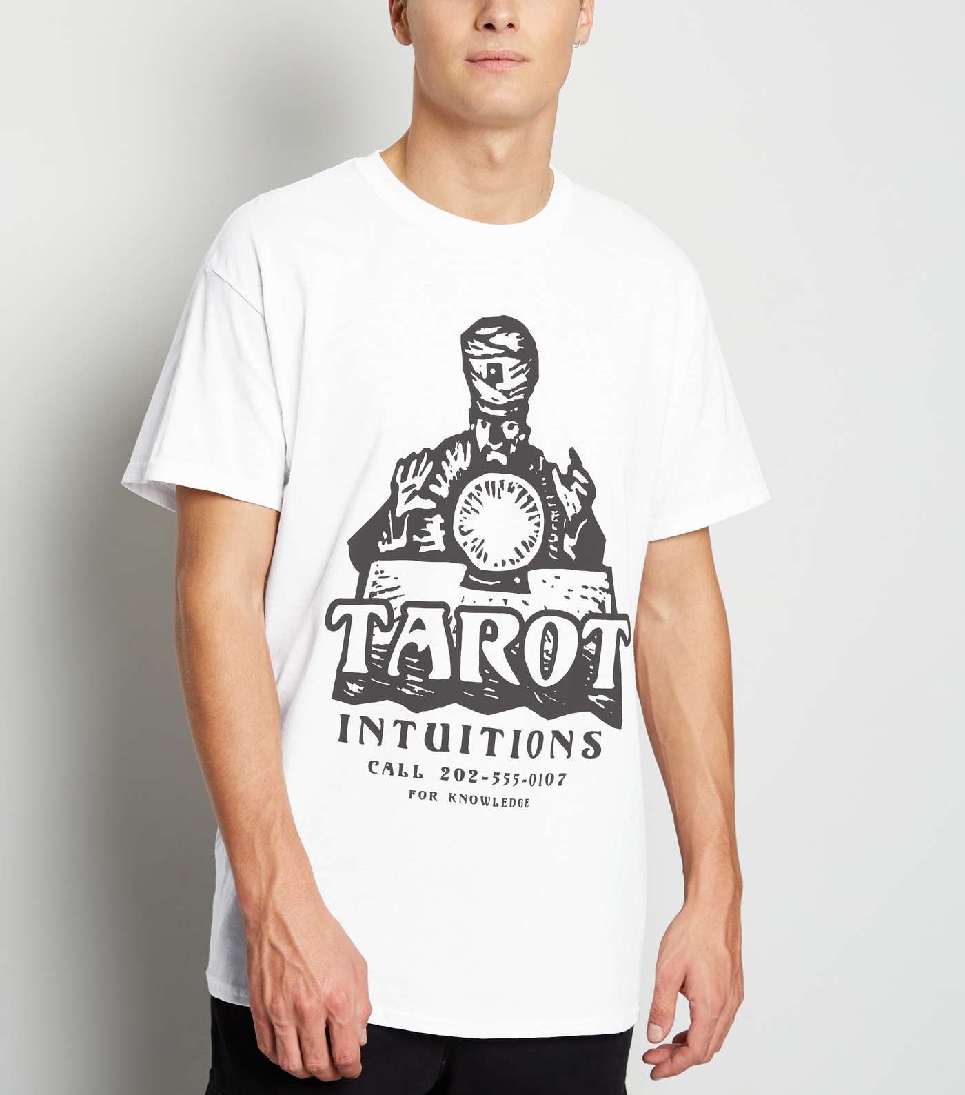 White Oversized Tarot Slogan T-Shirt