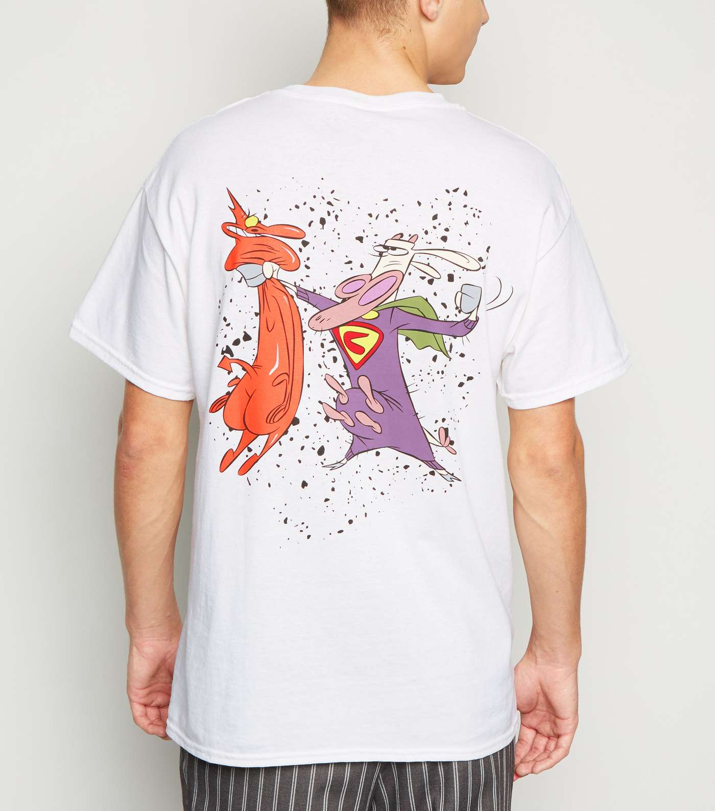 White Cow and Chicken Logo Oversized T-Shirt