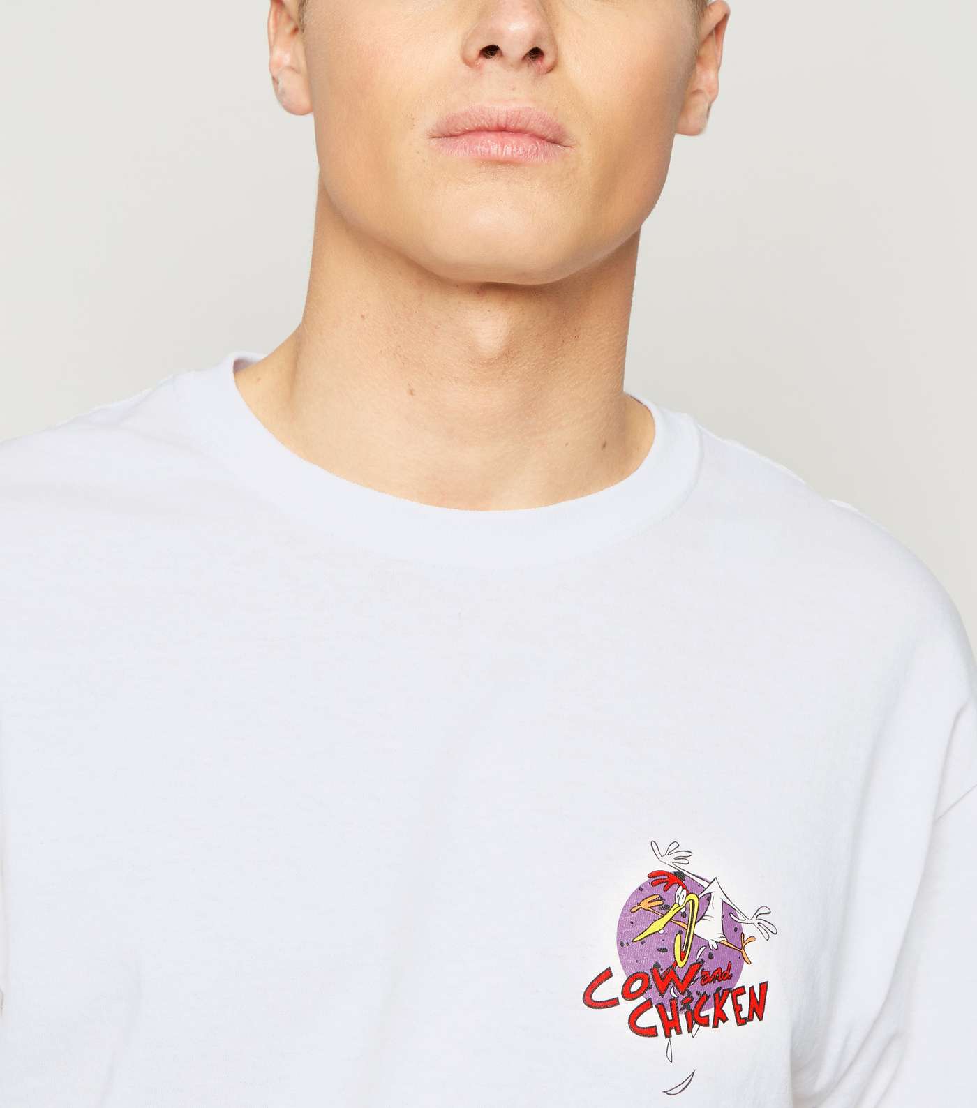 White Cow and Chicken Logo Oversized T-Shirt Image 5