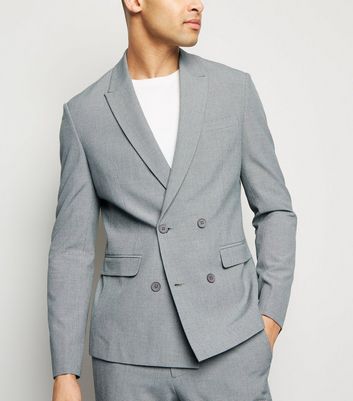 Double breasted hot sale grey jacket