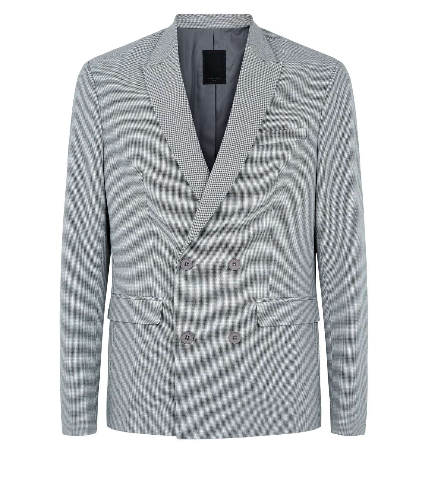 Grey Double Breasted Slim Suit Jacket Image 4