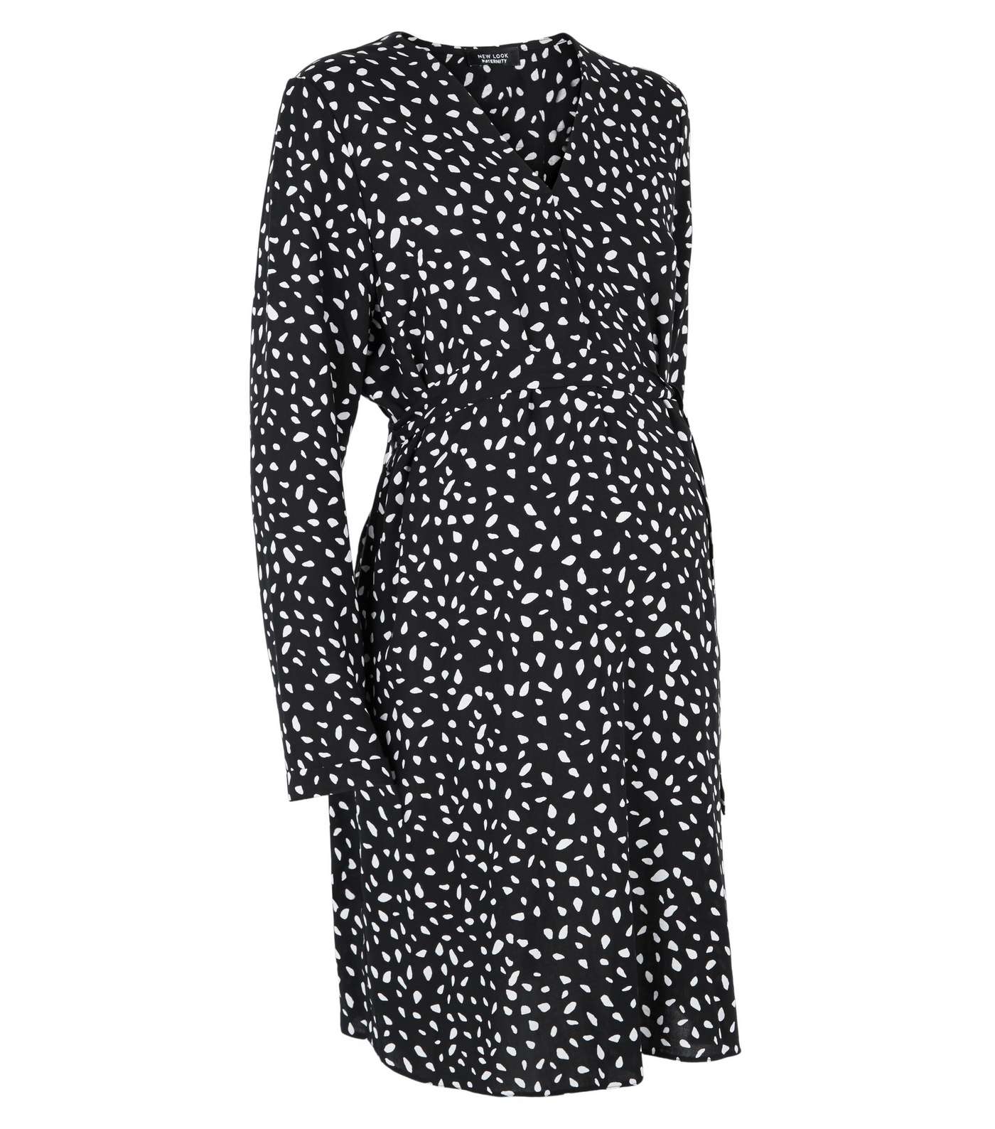 Maternity Black Spot Tie Waist Tunic Dress Image 4