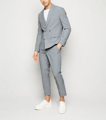 Image of Grey Check Cropped Slim Trousers New Look
