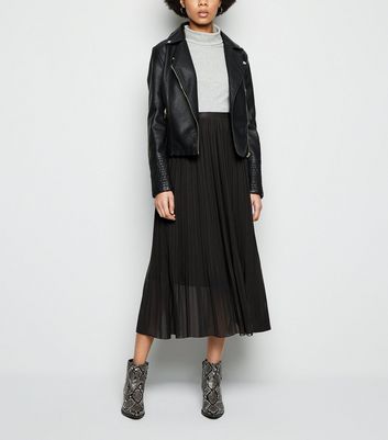 Black chiffon pleated midi skirt Clearance