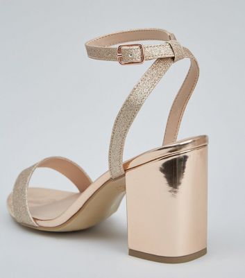 rose gold block heels new look