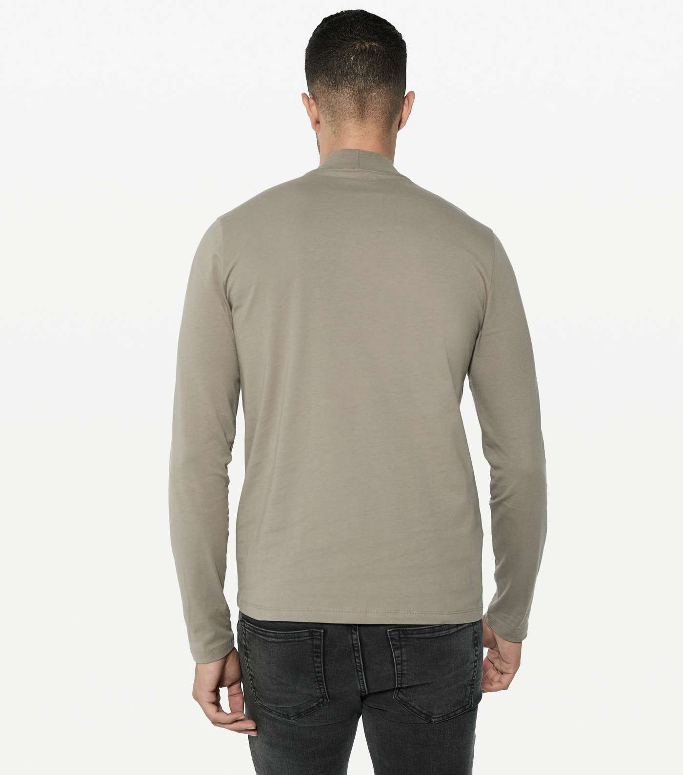 Pale Grey Long Sleeve High Neck Top Image 4