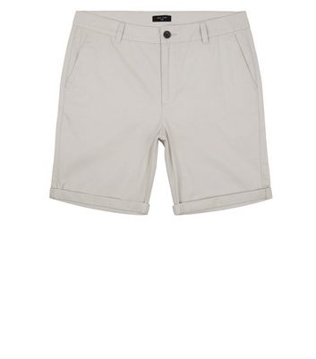 Image of Grey Chino Cotton Shorts New Look