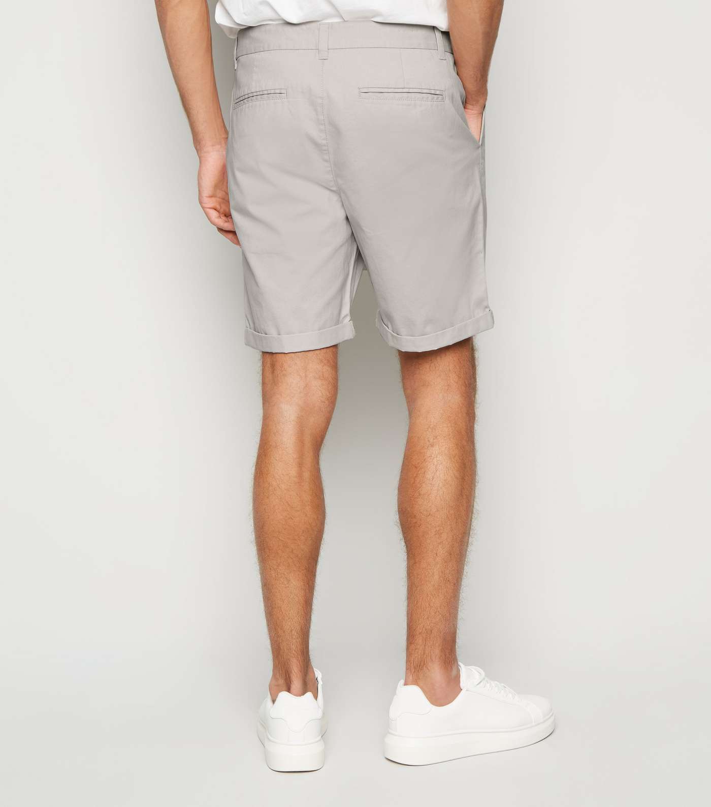 Grey Chino Cotton Shorts Image 3