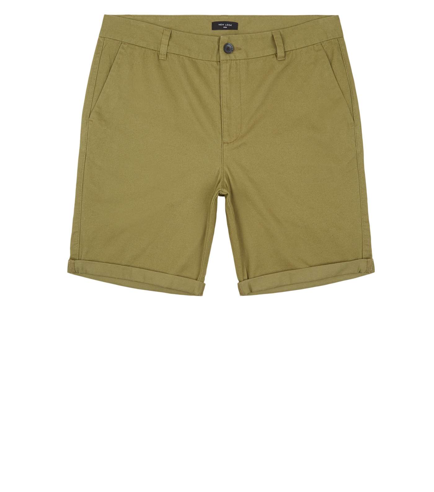Olive Chino Cotton Shorts Image 4