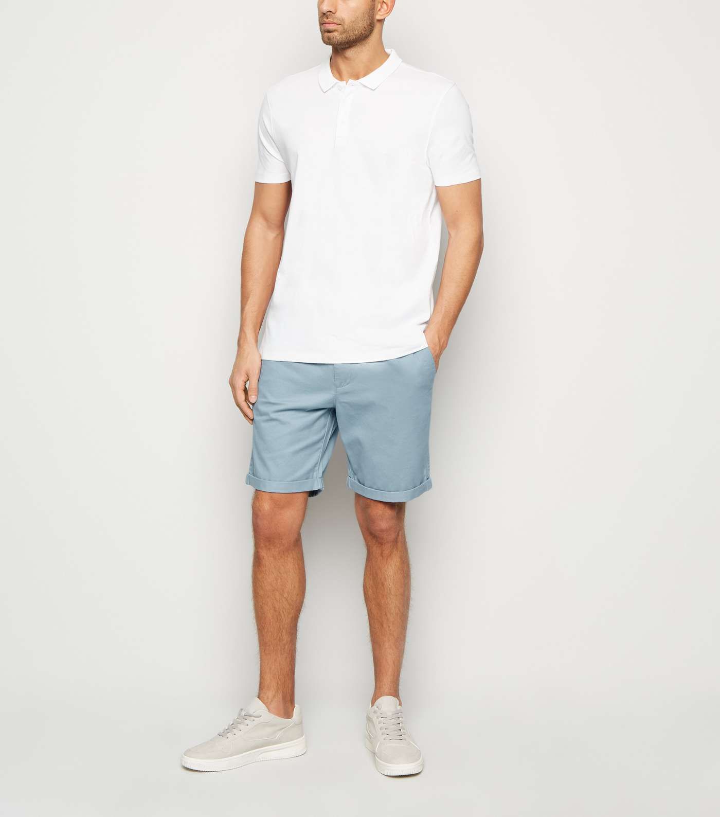 Pale Blue Chino Cotton Shorts Image 2