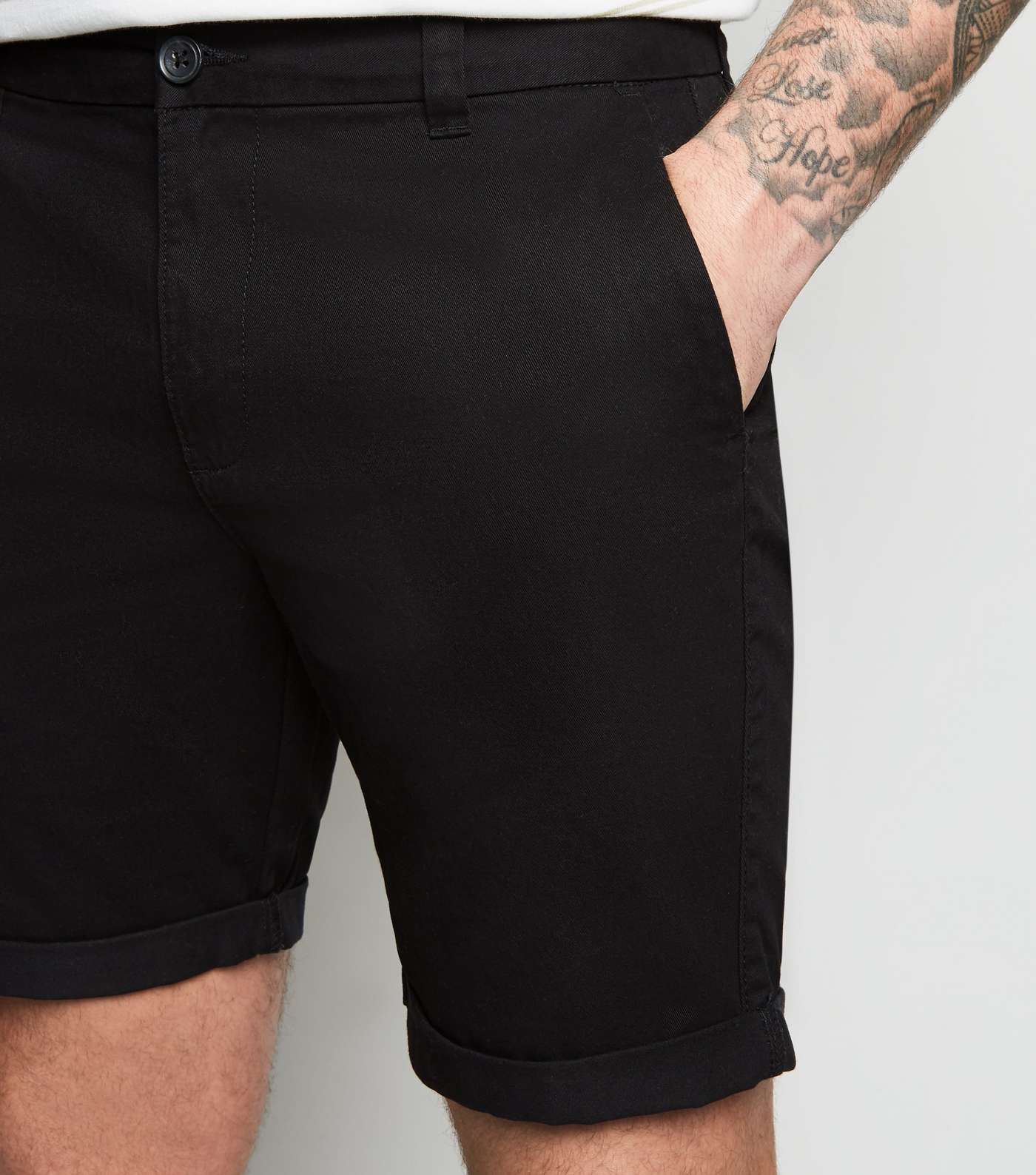 Black Shorter Length Chino Shorts Image 5