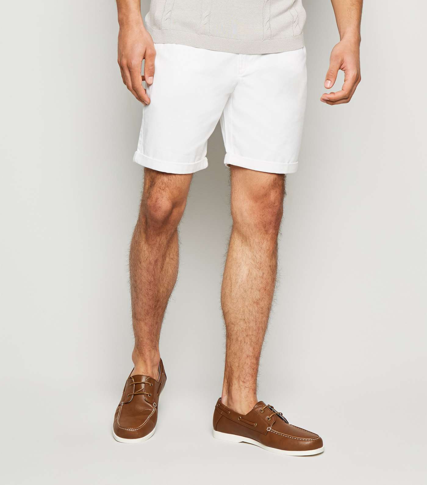 White Shorter Length Chino Shorts